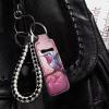 Baxinh Flowers Hummingbird Printed Chapstick Holder Keychain Clip-on Sleeve Chap Stick Pouch Lip Balm Holsteror Lipstick Tracker Safeguard, Pink view 3