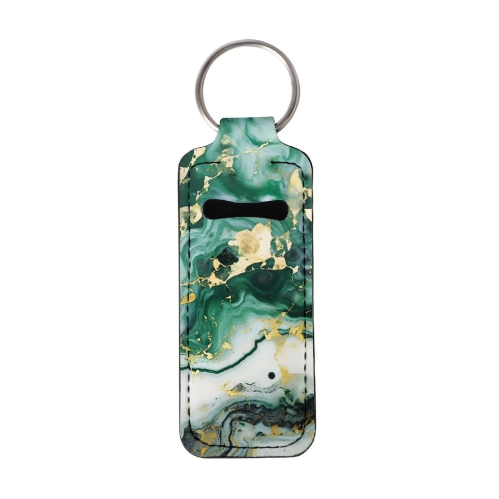 Baxinh Marbling Printed Chapstick Holder Keychain, Neoprene Chapstick Lip Balm Holder Lipgloss Lipstick Holder Keychains for Lipstick, Chapstick, Lip Balm, Lanyard