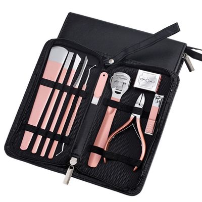 10 Pcs Nail Cutter Pedicure Scissors Set Stainless Steel Eagle Hook Portable Manicure Nail Clipper Tool Set,Pink
