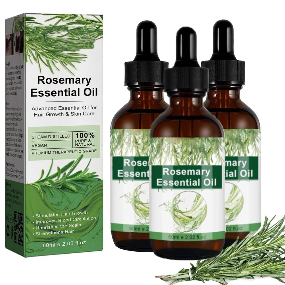 Aceite de Romero para El Cabello, Aceite de Romero para Crecimiento, Gotero para Estimular el Crecimiento del Cabello y Prevenir la Cada, 60ML