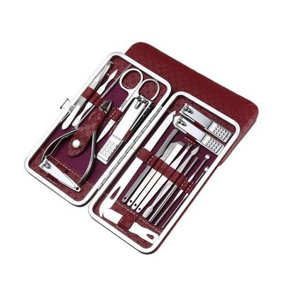 19Pcs Stainless Steel Nail Clippers Set Manicure Pedicure Nail Clipper Cutting Pliers ScissorsTrimmers Nails Tool,red,A