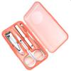 Stainless Steel Nail Clipper Set 4 Piece Plastic Clear Scissors Box Set Trimmer Care Manicure Maker Nail Tool Kit,Pink view 1