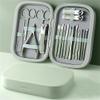 18PCS Manicure Set with Leather Case Foot and Face Care Tool Kits Stainless Steel Nail Clipper Sets Eyelash Tool,18PCS Green view 1