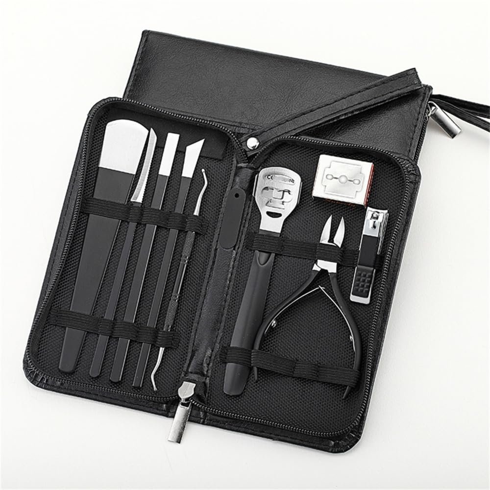 10 Pcs Nail Cutter Pedicure Scissors Set Stainless Steel Eagle Hook Portable Manicure Nail Clipper Tool Set,Black
