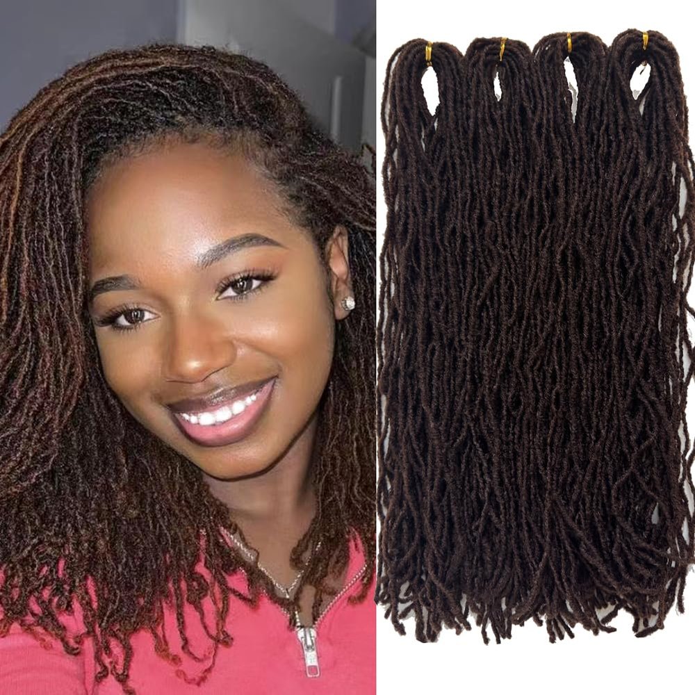 RAYIIS Fuax Locs Crochet Hair Super Lightweight Micro Locs 4 Pack Sister Locks Crochet Hair Synthetic braids Hair Extensions (#33, 18 Inch)