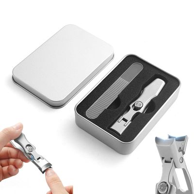 Nail Clipper,Toe Nail Clippers with Catcher,Ergonomic Nail Clippers,Finger Nail Clippers with Catcher,Ultra Sharp Stainless Steel Nail Clippers,Clippers for Thick Hard Nails (Silver-A)