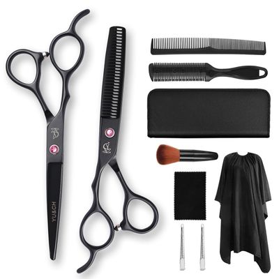 10 pcs professional hair cutting scissors set sharp Stainless Steel Hairdressing Shears Set Professional Thinning Scissors For stylists easy to operate 6inch(10)