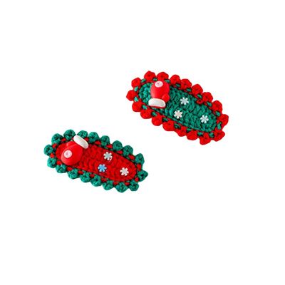 2 pieces handmade wool crocheted Christmas hair accessories, hair clips, Christmas gifts, party decorations