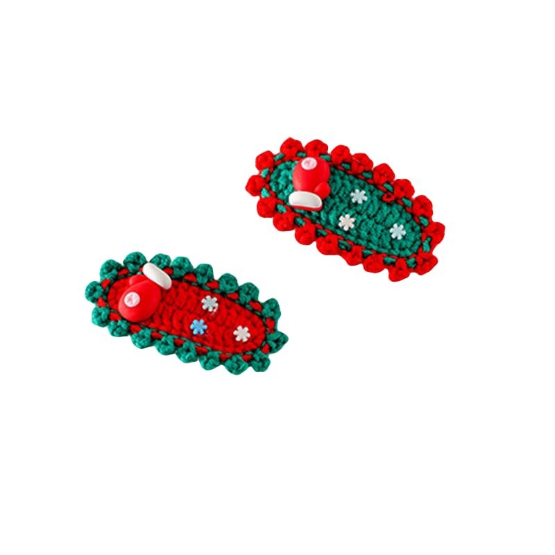 2 pieces handmade wool crocheted Christmas hair accessories, hair clips, Christmas gifts, party decorations