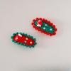 2 pieces handmade wool crocheted Christmas hair accessories, hair clips, Christmas gifts, party decorations view 3