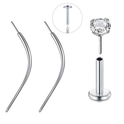 QWALIT Piercing Taper Threadless Piercing Changing Tool Piercing Taper Insertion Tool Piercing Threader Tool Push in Earring Applicator Tool Threadless Labret Titanium Threadless Insertion Pin 18g 20g