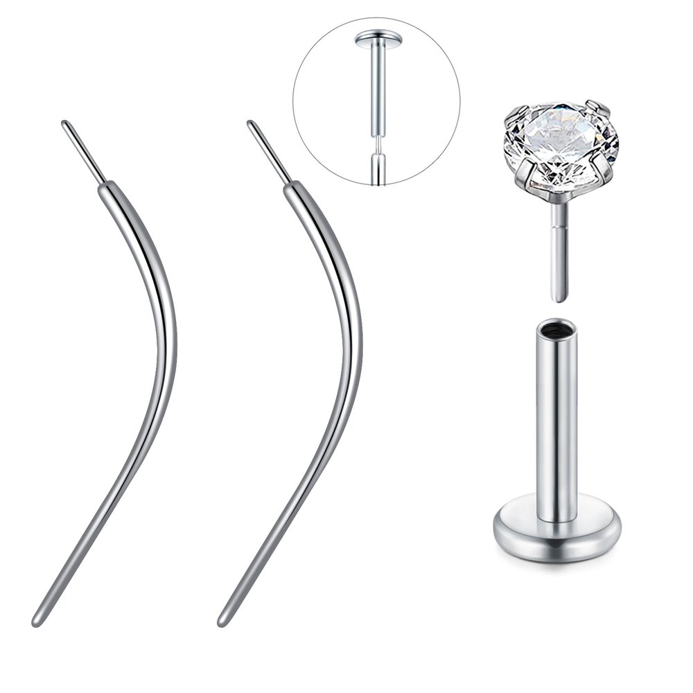 QWALIT Piercing Taper Threadless Piercing Changing Tool Piercing Taper Insertion Tool Piercing Threader Tool Push in Earring Applicator Tool Threadless Labret Titanium Threadless Insertion Pin 18g 20g