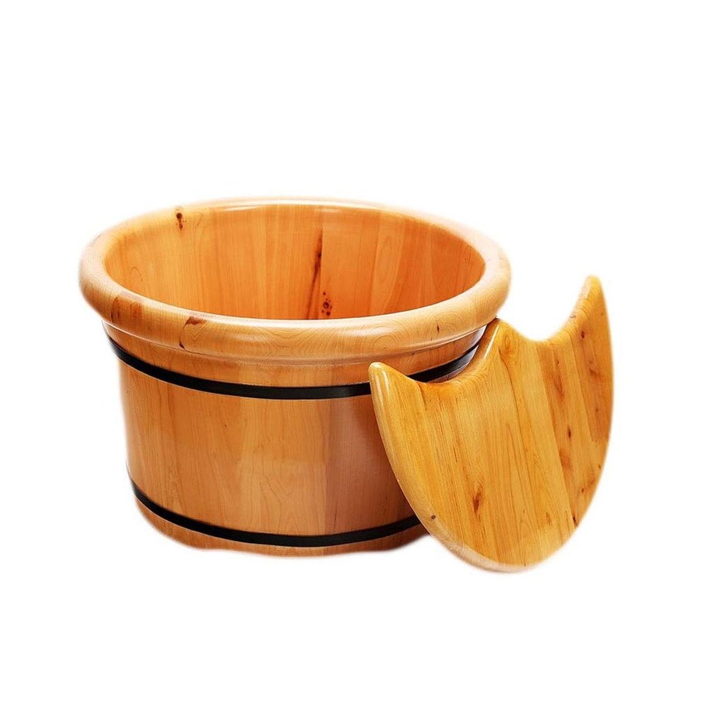 Scpantkend Pedicure Foot Soak Wooden Footbath, Family Massage Foot Tub, Smooth and Delicate Pedicure Bucket Foot Bath Spa Bowl for Feet Stress Relief