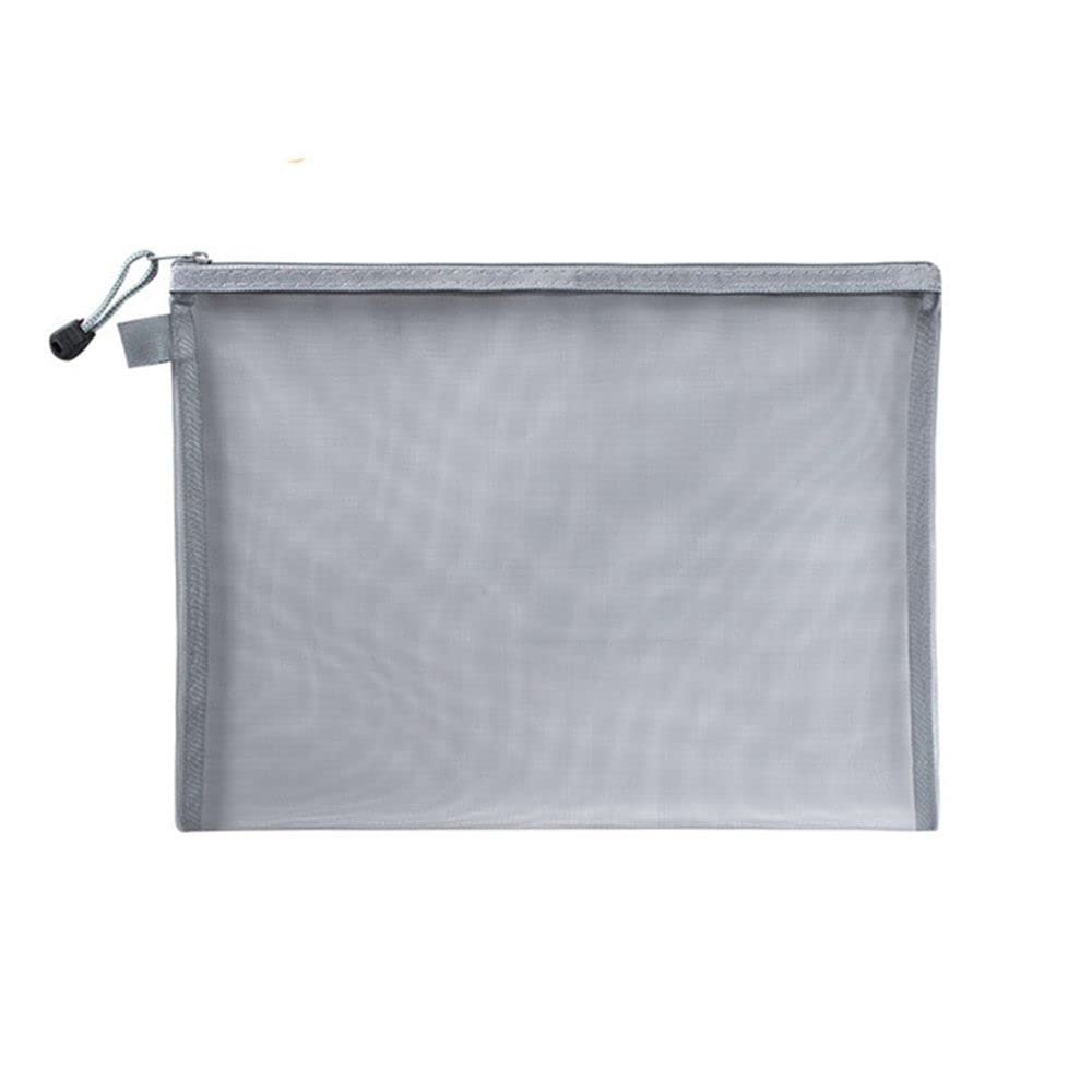 1Pcs A4/A5/A6 Nylon Mesh Cosmetic Zipper Bags - A5 A6 Pouch (Grey)