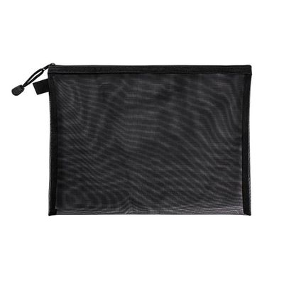 1Pcs A5 Zipper Mesh Nylon Cosmetic Bags - Makeup & Travel Zipper Bags - Black
