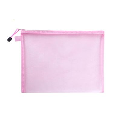 1Pcs A4/A5/A6 Nylon Mesh Cosmetic Bags - Zipper Makeup Mesh Bags for Travel & Storage - Pencil Case Pouch (Pink A4)