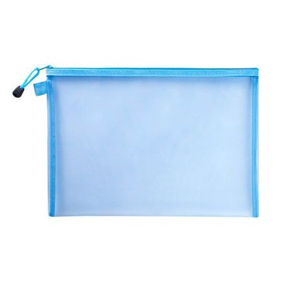 1Pcs A4/A5/A6 Nylon Mesh Cosmetic Bags - Zipper Makeup Mesh Bags for Travel & Storage - Blue A4