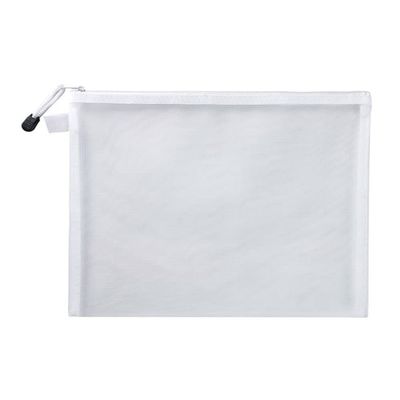 1Pcs A5 Zipper Mesh Nylon Cosmetic Bags - White