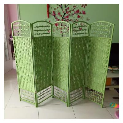 GOCHUSX Freestanding Privacy Screen, Folding Screen Room Dividers, Home Weave Fiber 4Panels Room DividerIndoor Outdoor Movable Protective Separator Partition Decorative (Color : Green, Size : 50x30