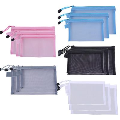 15Pcs A4/A5/A6 3 Sizes Zipper Mesh Bags Nylon Mesh Cosmetic Bags Zipper Makeup Mesh Bags Travel Zipper Bags Coin Purse Storage Bags Pencil Case Pouch