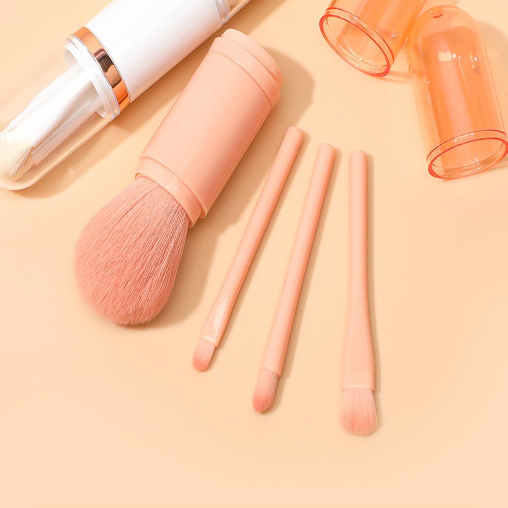 4-in-1 Makeup Brush Make-up Tool, Mini Eye Brush, Skin Tone Telescopic Makeup Brush, Portable Makeup Brush