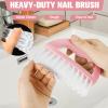 Amabro Hand Nail Cleaning Brushes, Detachable 2-in-1 Durable Stiff Bristle Fingernails Scrub Brushes Heavy Duty Deep Nail Cleaner with Handle for Fingernails Toes Manicure Men Mechanics(Pink, Gray) view 2