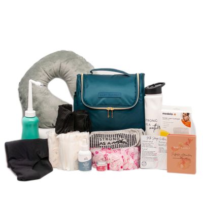 Postpartum Prepared Kit for New Moms - Essentials for Postpartum Bleeding, Lactation, Whole Body Care in Hanging Toiletry Bag (US, Alpha, Large, X-Large, Regular, Regular, Gray)