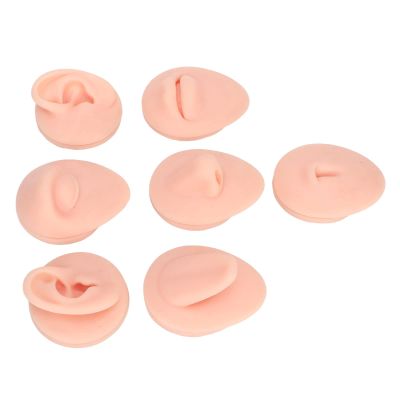 Body Piercing Practice Model Body Part Displays Set Simulation Silicone Ear Eye Nose Mouth Tongue Belly Model for Novice Piercer Silicone Body Part Model (Light Skin