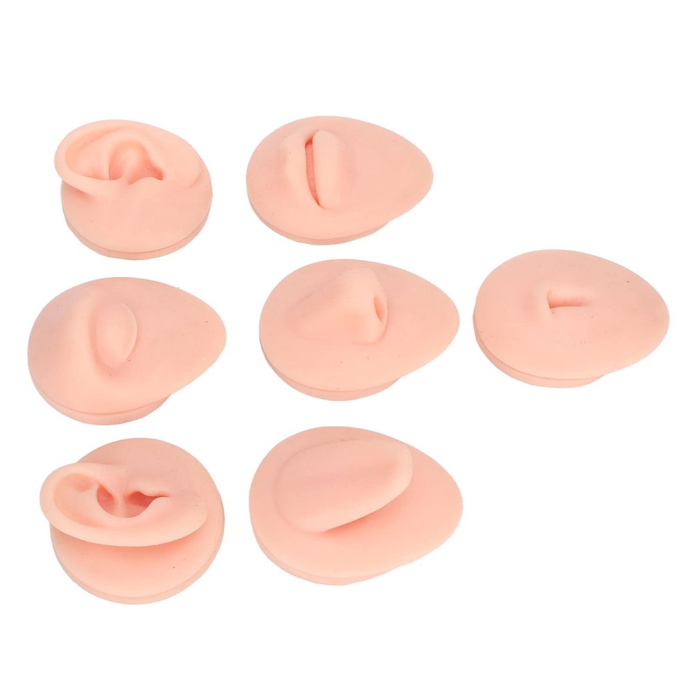 Body Piercing Practice Model Body Part Displays Set Simulation Silicone Ear Eye Nose Mouth Tongue Belly Model for Novice Piercer Silicone Body Part Model (Light Skin