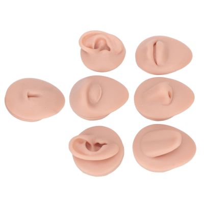 Sorandy Body Piercing Practice Model Body Part Displays Set Simulation Silicone Ear Eye Nose Mouth Tongue Belly Button Model for Novice Piercer Soft Silicone Body Part Model (Medium Skin