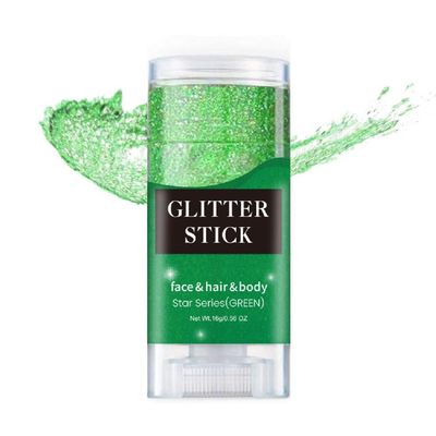 Green Face Glitter Stick,Sparkling Neon Accessories Outfit Party Holographic Sequins Paint Mardi Gras Body and Hair Glitter Gel Makeup. (Green face Glitter Stick)
