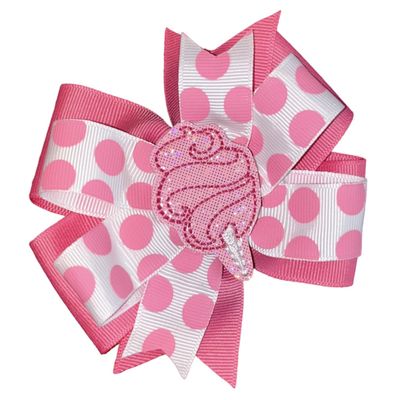 Cotton Candy Pinwheel Hair Bow 4" Pink