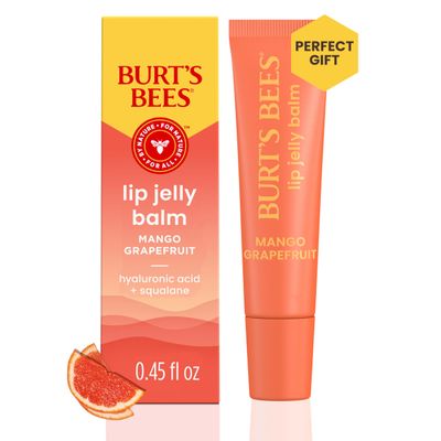 Burts Bees Mango Grapefruit Lip Jelly Balm, With Hyaluronic Acid and Squalane Moisturizer To Instantly Hydrate Lips, Lip Gloss With Responsibly Sourced Beeswax, Tint-Free, Lip Treatment, 0.45 oz.