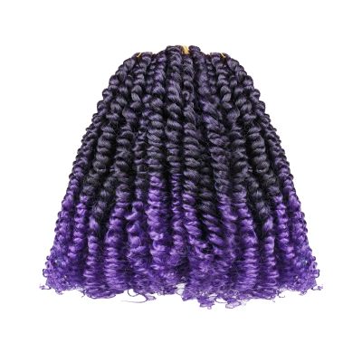 10 Inch 8 Packs Pre Looped Passion Twist Crochet Hair for Black Women and Kids-Ombre Purple,Super Soft Bouncy Synthetic Braided Hair Extensions(10 Inch-8 Packs,T1B/Purple)