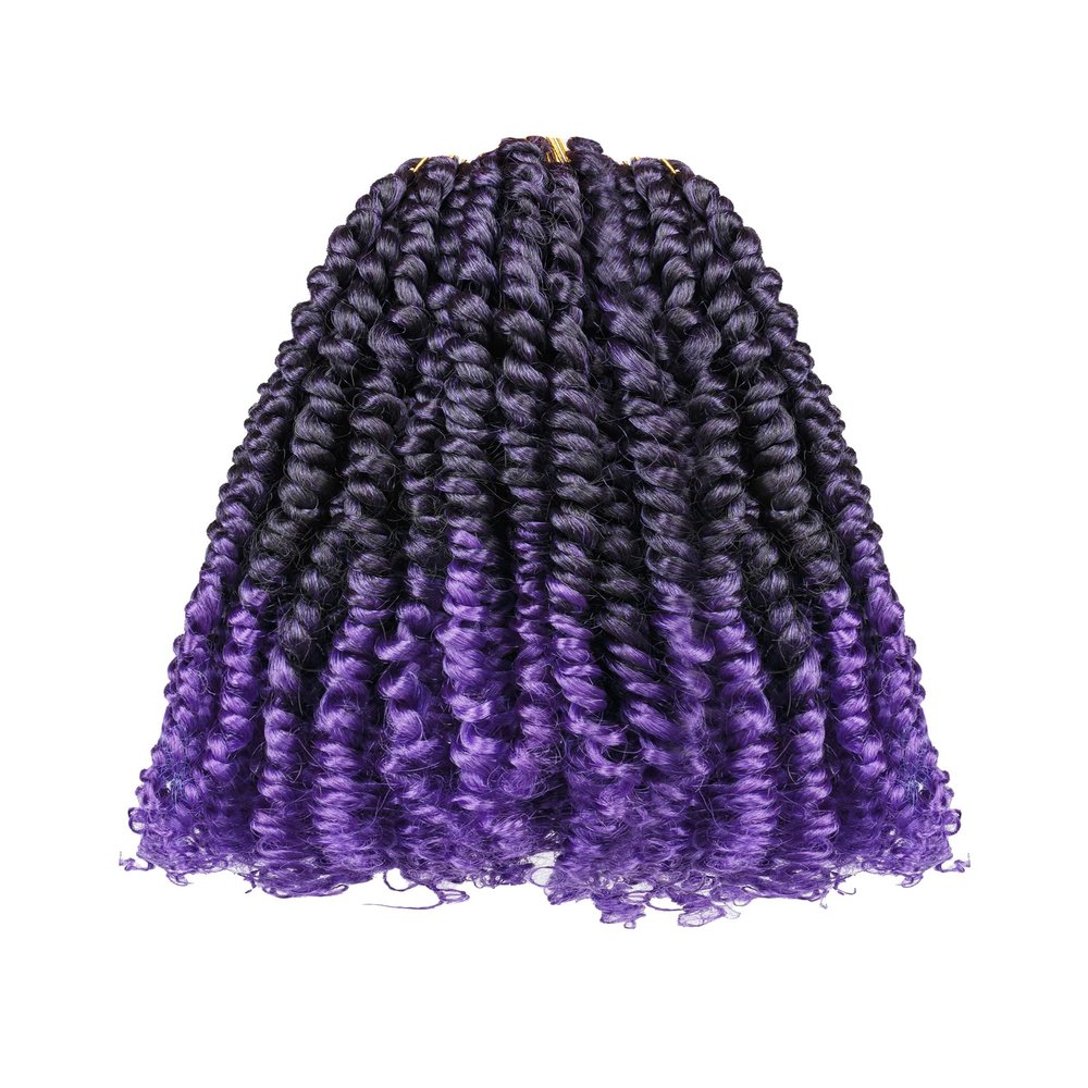10 Inch 8 Packs Pre Looped Passion Twist Crochet Hair for Black Women and Kids-Ombre Purple,Super Soft Bouncy Synthetic Braided Hair Extensions(10 Inch-8 Packs,T1B/Purple)