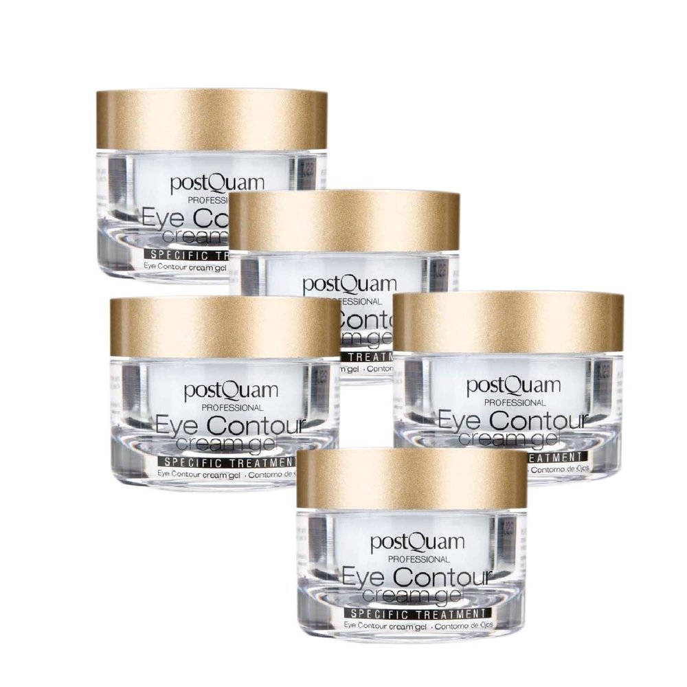 POSTQUAM (5 Pack) Professional Eyes And Lips Contour Cream 15ml, whit Hyaluronic Acid and Elastin