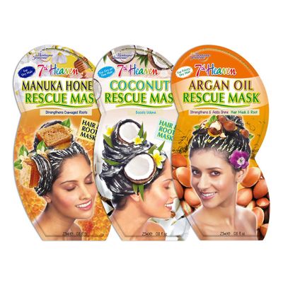 Hair Therapy Bundle by 7th Heaven for Women - 3 Pc 0.84oz Rescue Masks -Manuka Honey, Coconut, Argan Oil
