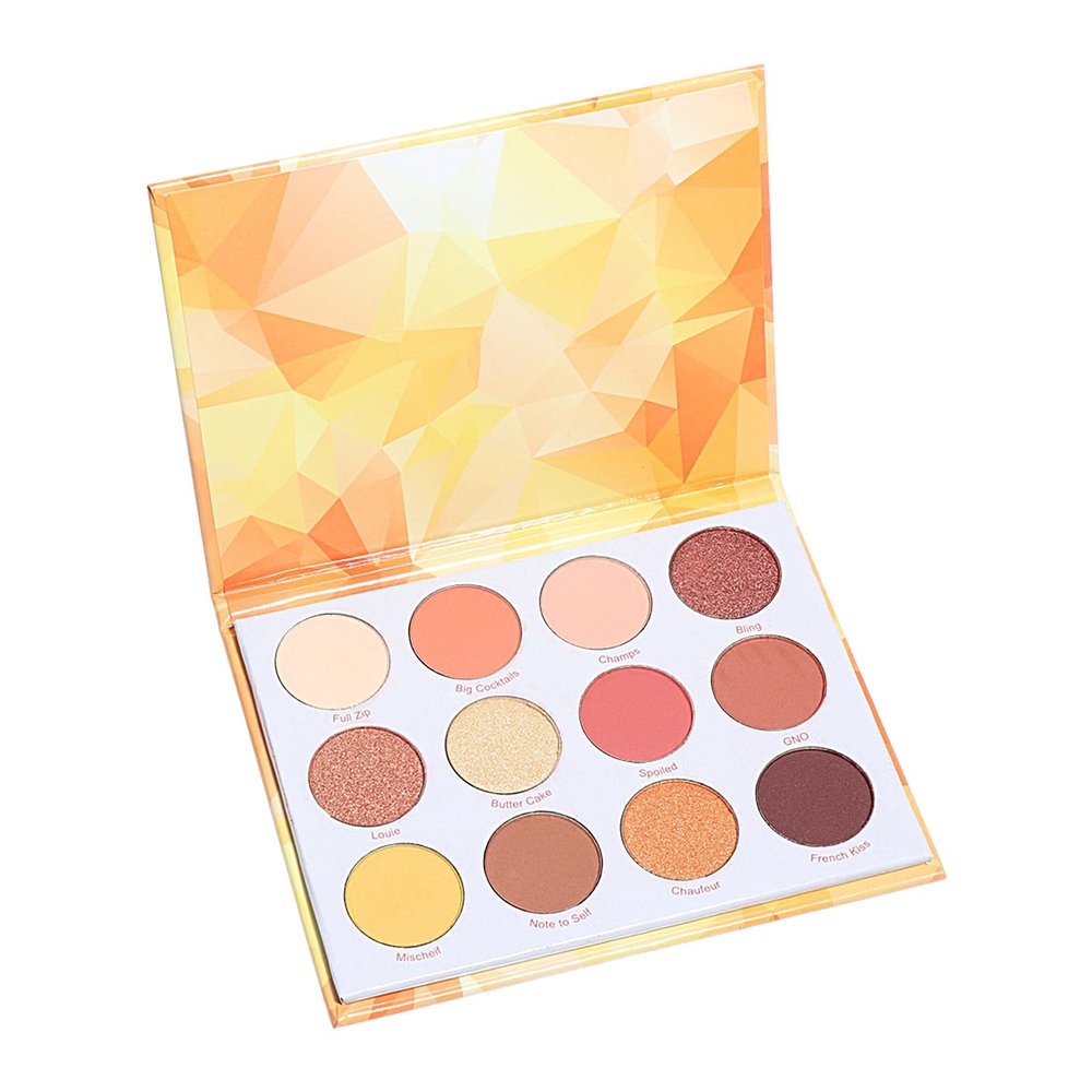awakentti 12 Colors Matte Yellow Eyeshadow, Multifunctional Waterproof High Brightness Cosmetics, High Color Saturation, Versatile Shades, Yellow Eyeshadow Palette for Girl Women