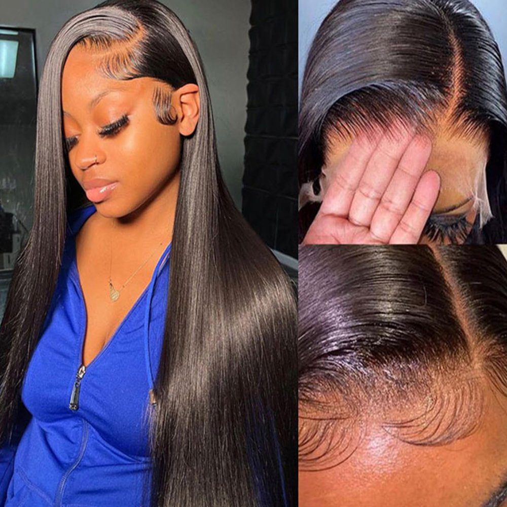 13X4 HD Straight Lace Front Wigs Human Hair 180% Density Brazilian Virgin Hair Transparent Lace Frontal Human Hair Pre Plucked With Baby Hair (14 Inch, 13x4 Straight Lace front wigs)