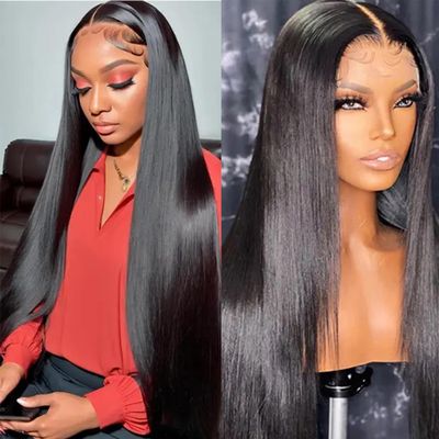 13X4 HD Straight Lace Front Wigs Human Hair 180% Density Brazilian Virgin Hair Transparent Lace Frontal Human Hair Pre Plucked With Baby Hair (18 Inch, 13x4 Straight Lace front wigs)