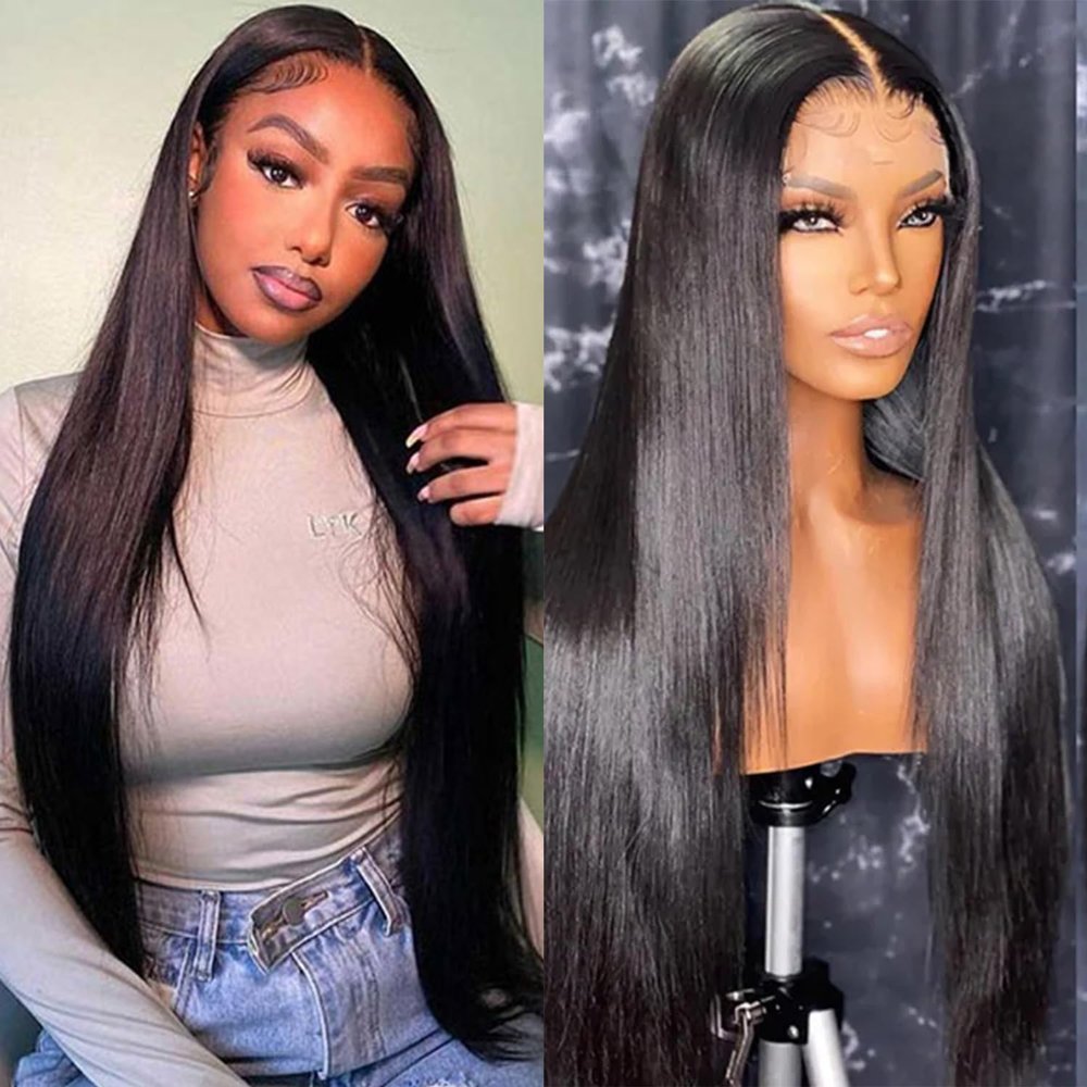 13X4 HD Straight Lace Front Wigs Human Hair 180% Density Brazilian Virgin Hair Transparent Lace Frontal Human Hair Pre Plucked With Baby Hair (16 Inch, 13x4 Straight Lace front wigs)