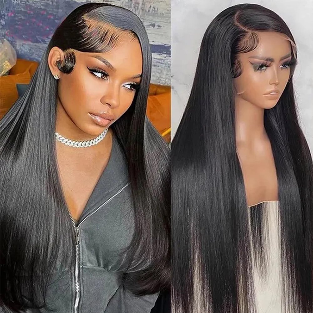 13X4 HD Straight Lace Front Wigs Human Hair 180% Density Brazilian Virgin Hair Transparent Lace Frontal Human Hair Pre Plucked With Baby Hair (20 Inch, 13x4 Straight Lace front wigs)