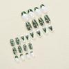 24PCS Christmas Press on Nails Medium Christmas Fake Nails with Christmas Tree Design Full Cover Acrylic Nails Green French Tip Glue on Nails Almond Press on Artificial False Nails for Women Girls view 3