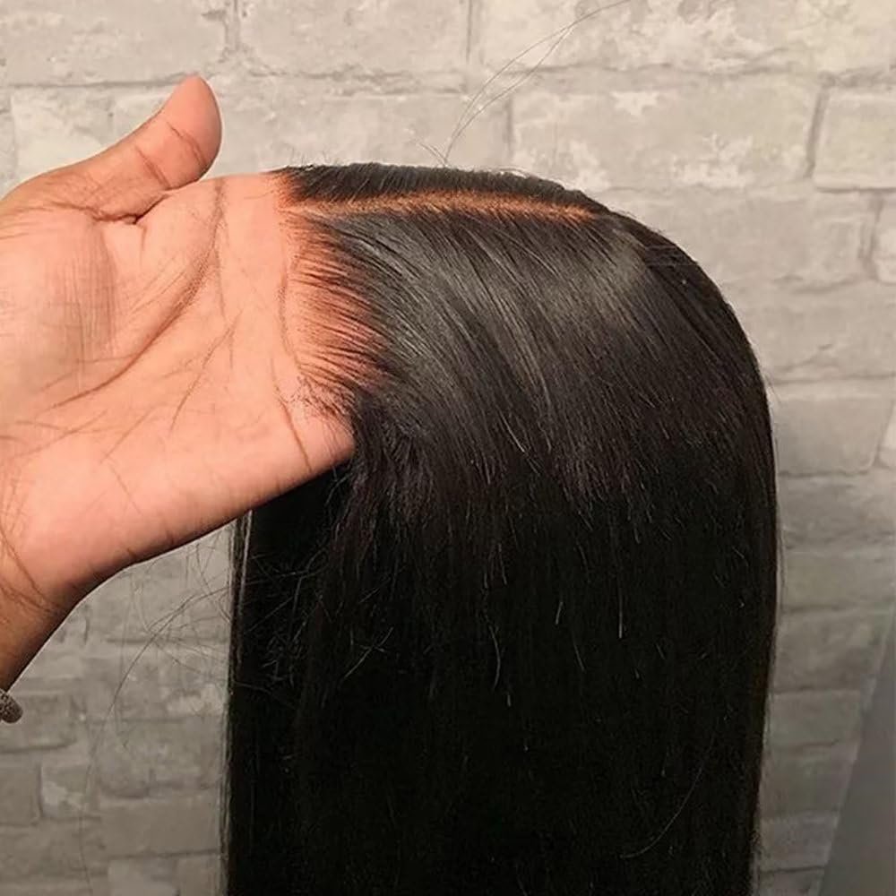 13x6 HD Transparent Straight Lace Front Wigs Human Hair Pre Plucked With Baby Hair Natural Hairline Brazilian Virgin Hair Glueless Straight Wig For Black Women Bleached Knots 150% Density 30Inch