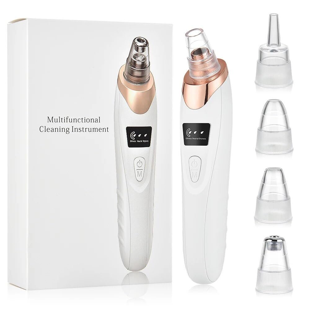 Blackhead Remover Vacuum Pore Cleaner Facial Cleaning Black Dots Suction Exfoliating Beauty Acne Pimple Remover Tool Skin Care (White)