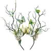 MOSTORY Green Flower Branch Headband - Handmade Tree Hairband with Butterfly Woodland Headband Floral Forest Crown for Women Renassance Renfaire Woodland Costume Cosplay Photoshoot view 1