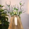 MOSTORY Green Flower Branch Headband - Handmade Tree Hairband with Butterfly Woodland Headband Floral Forest Crown for Women Renassance Renfaire Woodland Costume Cosplay Photoshoot view 4
