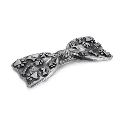 1928 Jewelry Antiqued Paws & Bones Bow 3.15 Inch Hair Barrette Clip For Women, (1 Pcs)
