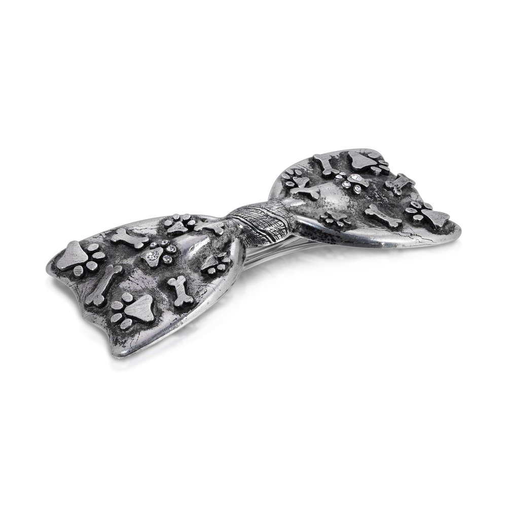 1928 Jewelry Antiqued Paws & Bones Bow 3.15 Inch Hair Barrette Clip For Women, (1 Pcs)