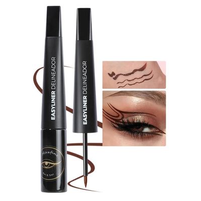 AKARY Dip Eyeliner Waterproof 24H Longlasting, Dark Brown Liquid Eyeliner Quick Drying, Colored Eye Liner Pencil for Women Bold & Natural Eye Make Up with Precise & Easy Application, 0.22 fl oz, 02